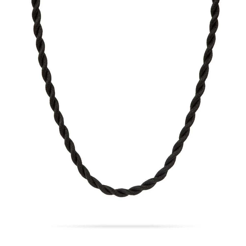 Chunky Twisted Black Satin Cord Necklace for Big Beads