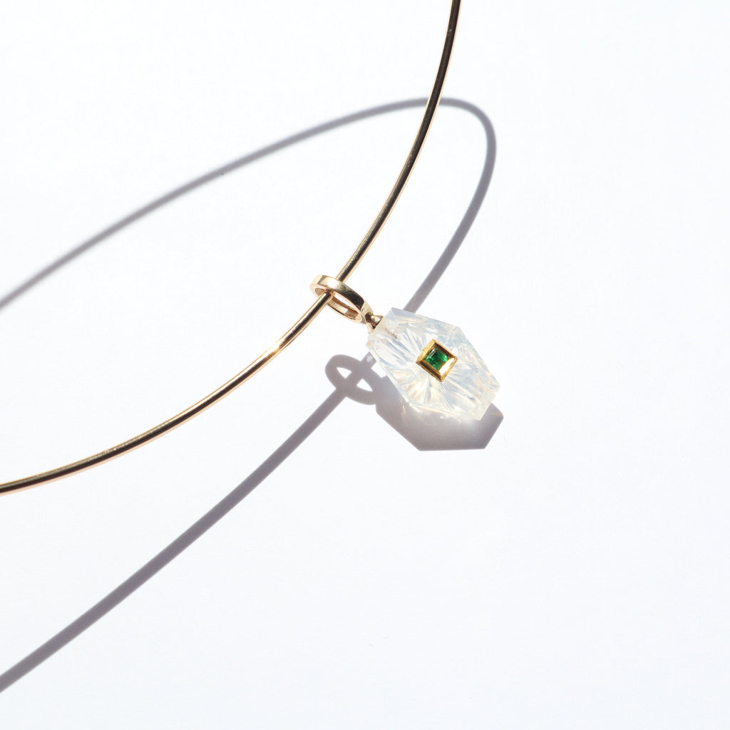 Moon Quartz & Emerald