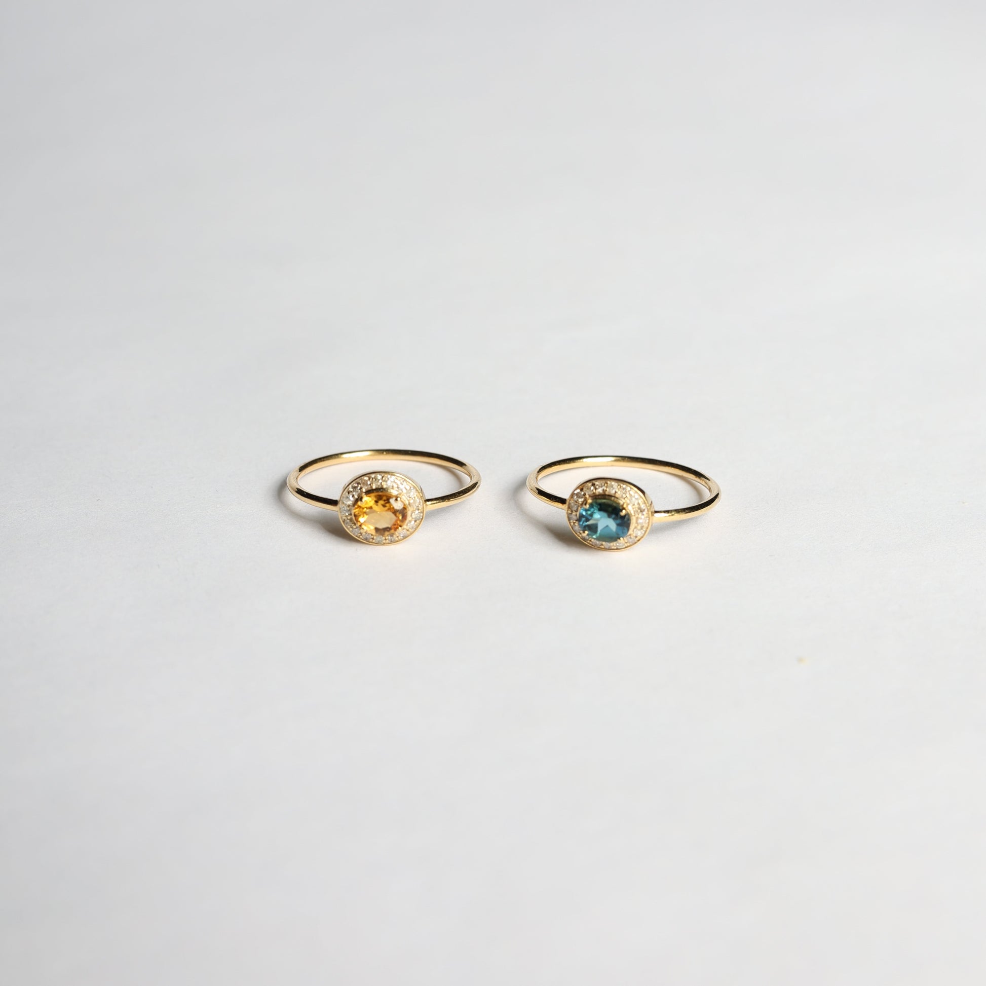 Tourmaline rings with diamonds