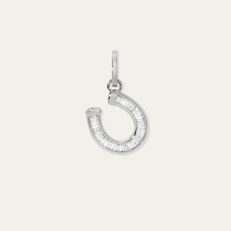 Baguette Horseshoe Hinged Charm in Sterling Silver