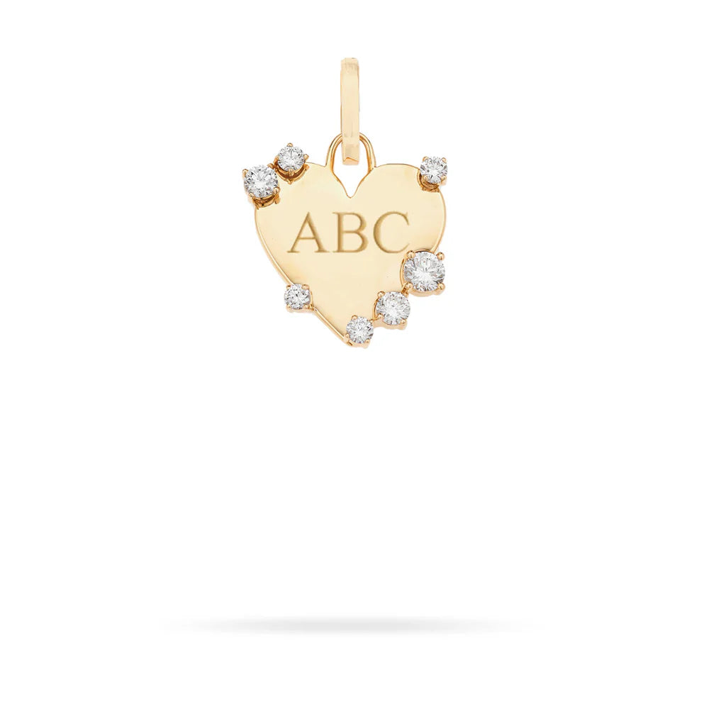 Diamond Heart Dog Tag Hinged Charm - Lab Grown (Pre-Order)