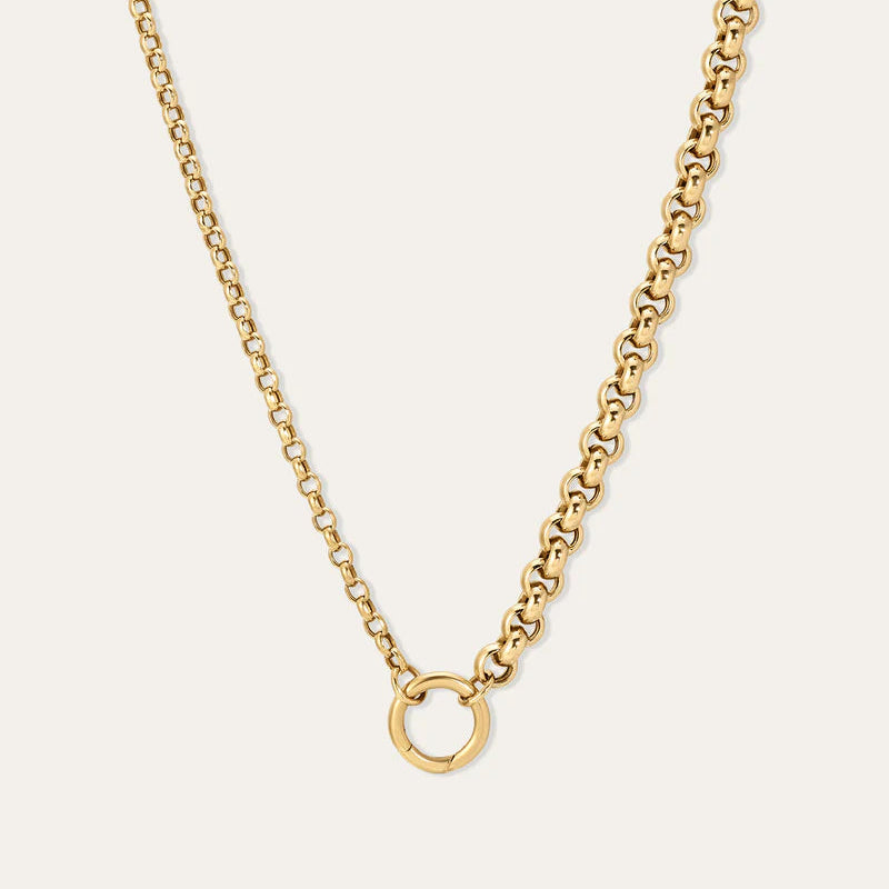 Half & Half Rolo Chain Necklace (Pre Order)