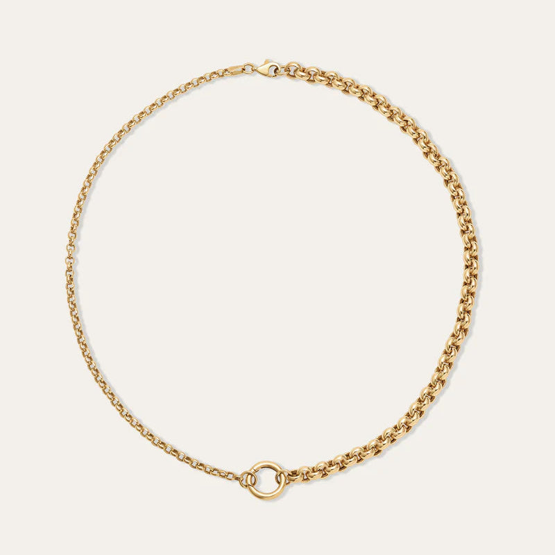 Half & Half Rolo Chain Necklace