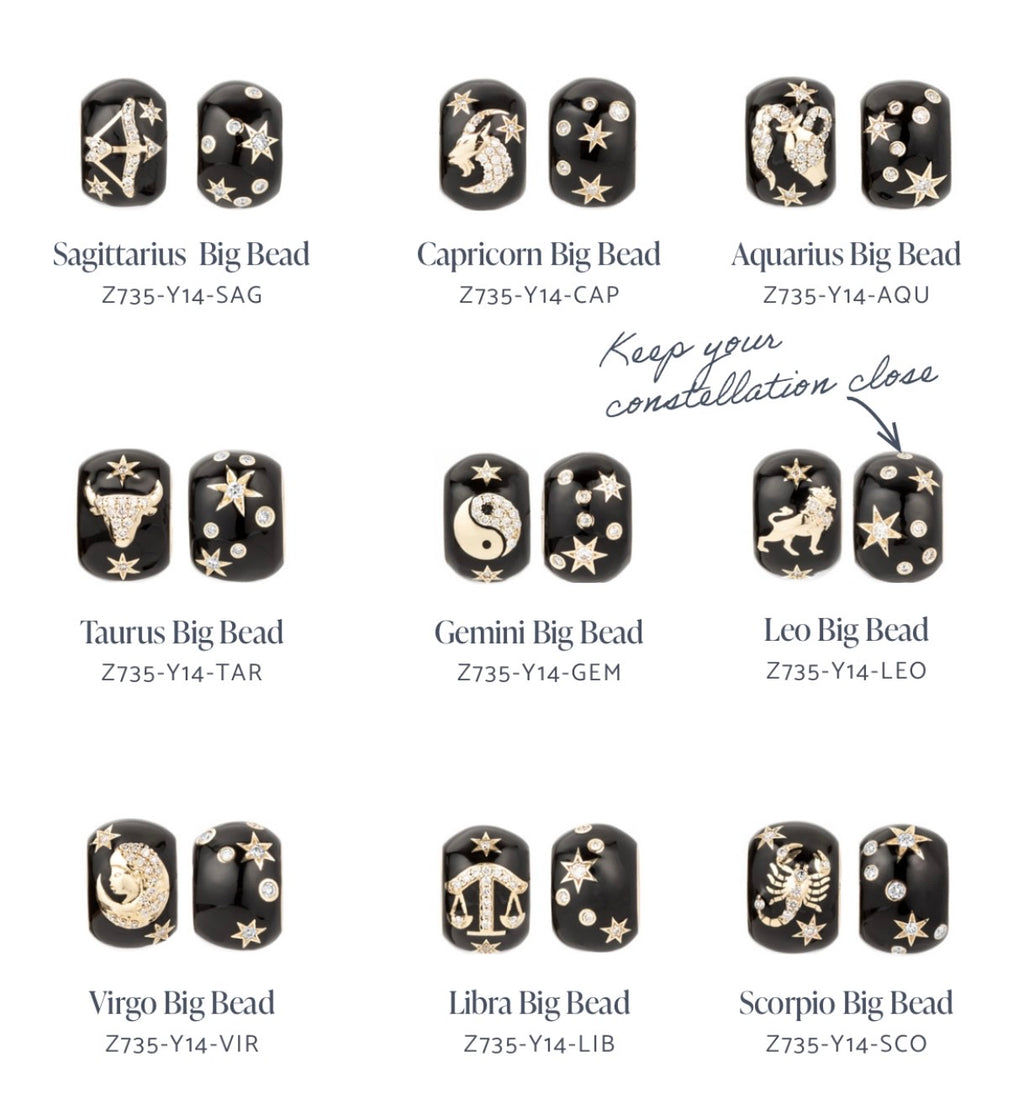 Zodiac Ceramic + Diamond Big Bead (Pre-Order)