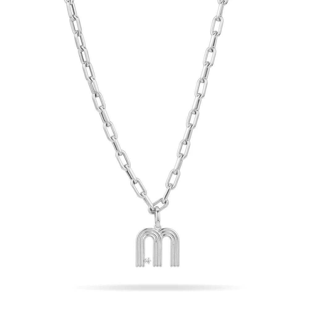 Groovy Diamond Initial Hinged Charm in Sterling Silver (Pre-Order)