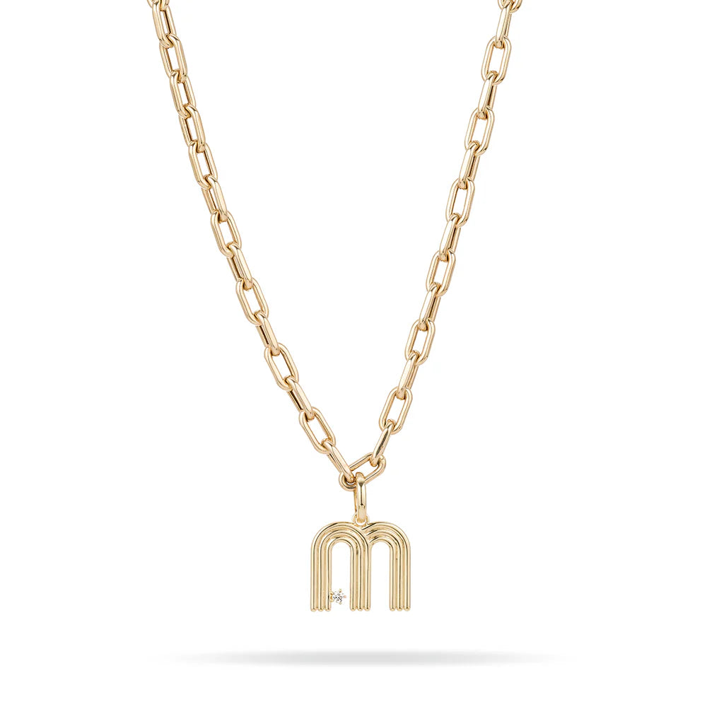 5.3mm Groovy Italian Chain Initial Necklace (Pre-Order)