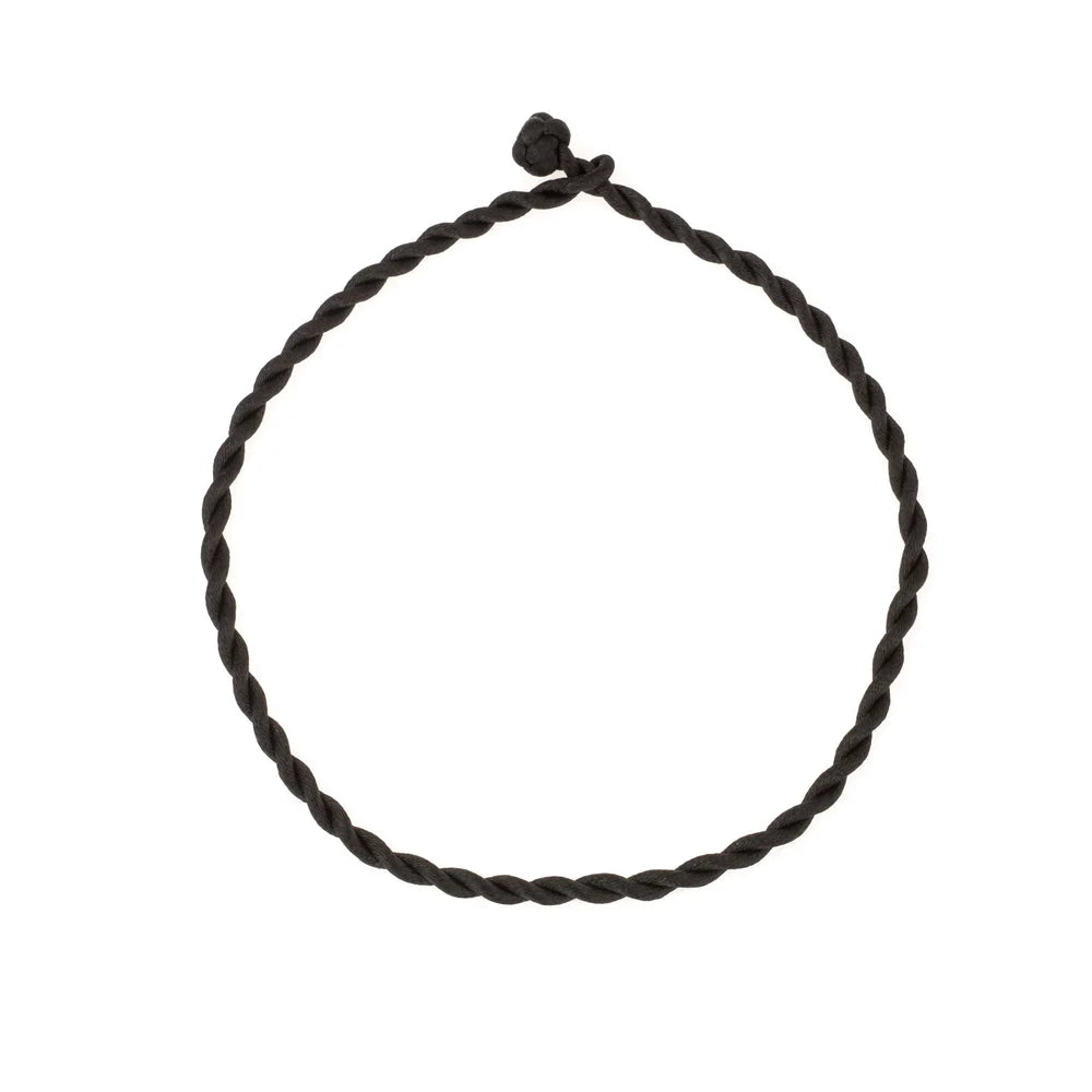 Chunky Twisted Black Satin Cord Necklace for Big Beads