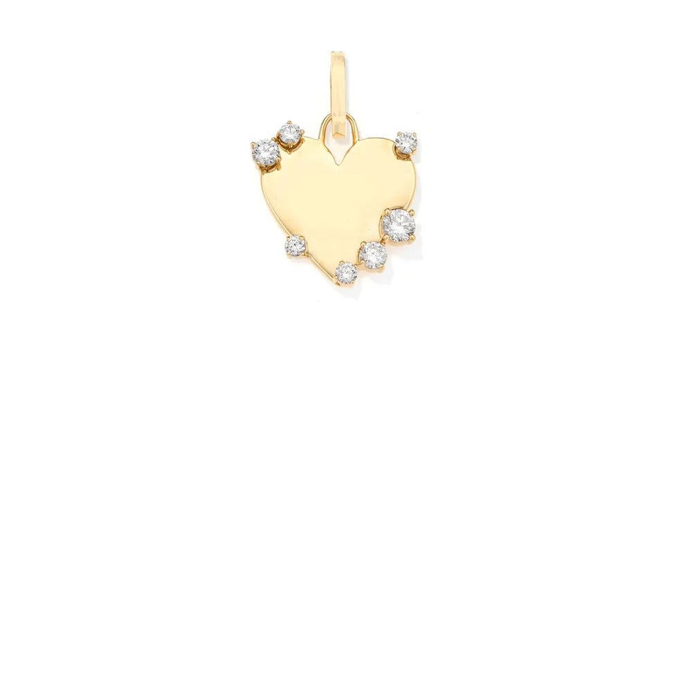 Diamond Heart Dog Tag Hinged Charm - Lab Grown (Pre-Order)