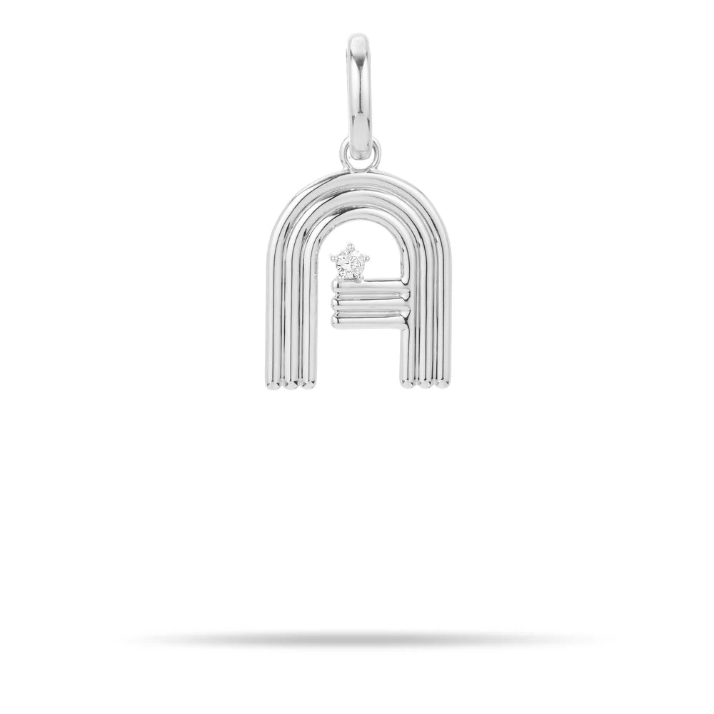 Groovy Diamond Initial Hinged Charm in Sterling Silver (Pre-Order)