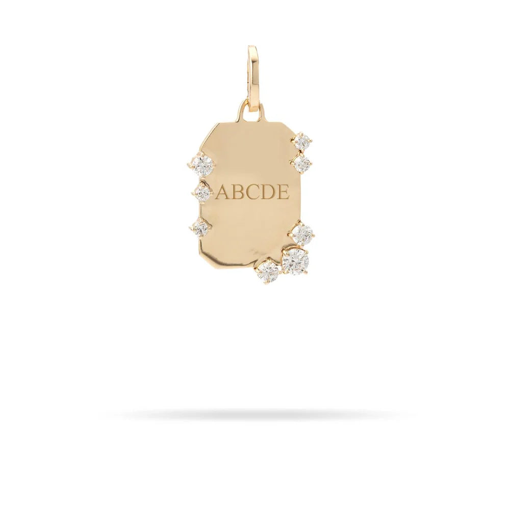 Diamond Dog Tag Hinged Charm - Lab Grown (Pre-Order)