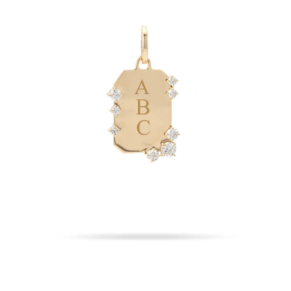 Diamond Dog Tag Hinged Charm - Lab Grown (Pre-Order)