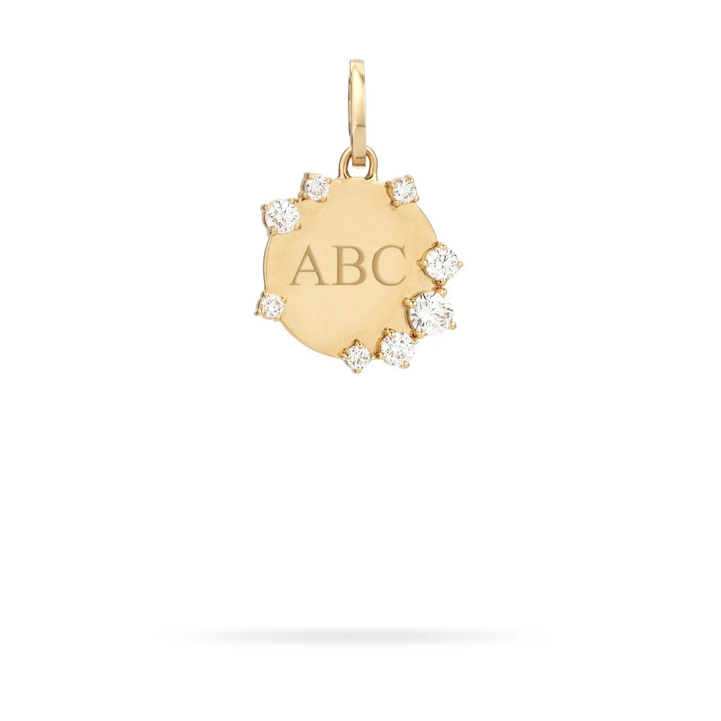 Diamond Round Dog Tag Hinged Charm - Lab Grown (Pre-Order)