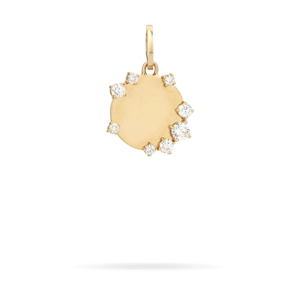 Diamond Round Dog Tag Hinged Charm - Lab Grown (Pre-Order)